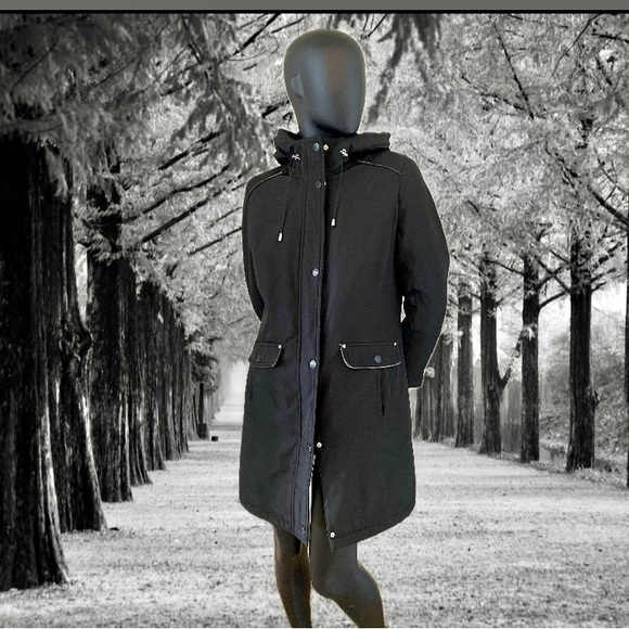 Black Long Water-resistant Fall Jacket - Picture 1 of 10